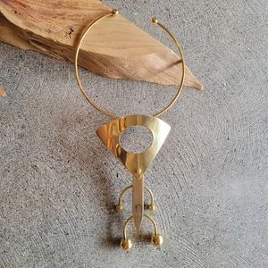 Modern Brass choker boho  bold necklace vi…